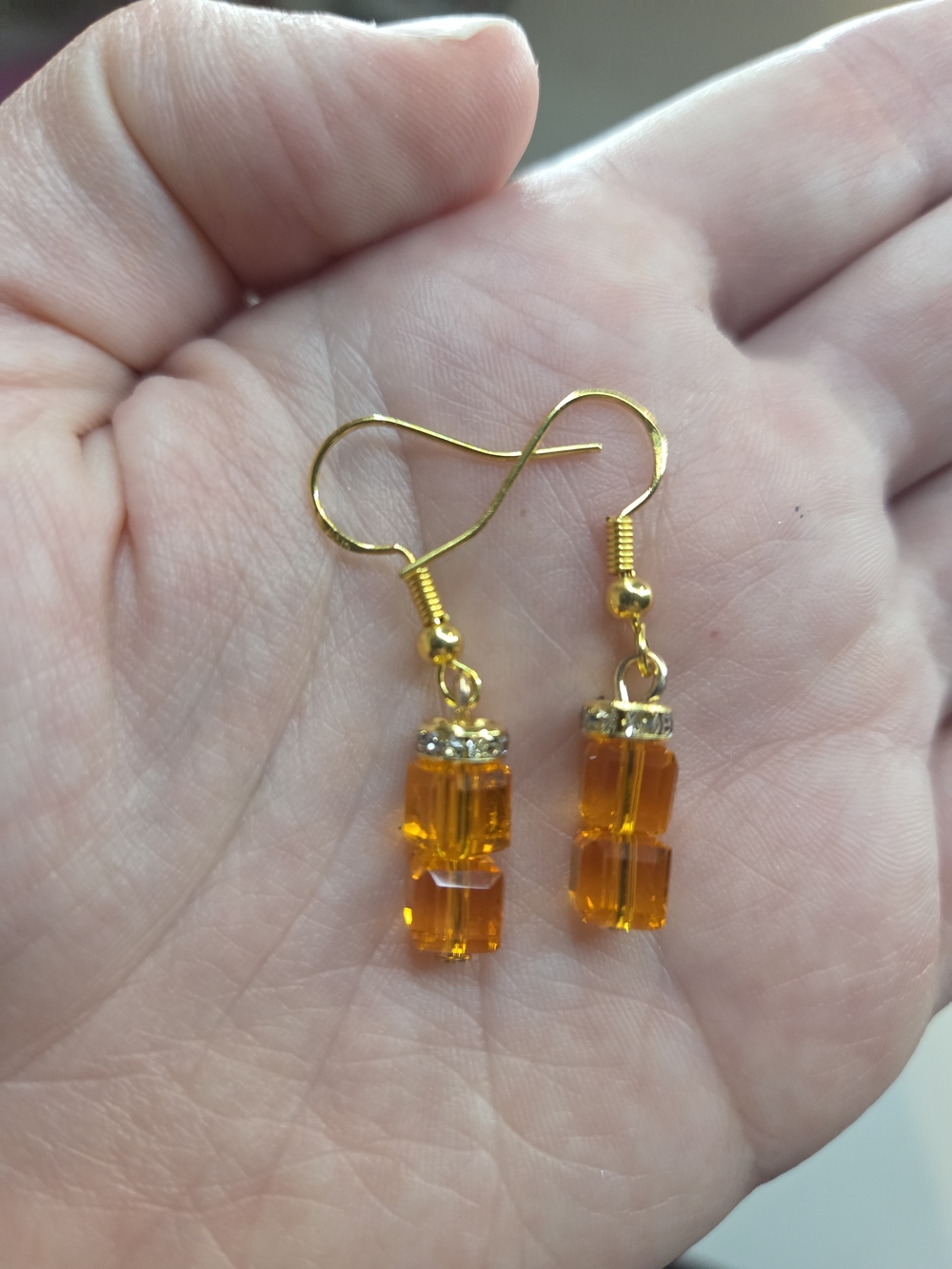 Gold-Tone Amber Crystal Dangle Earrings - Women Jewelry